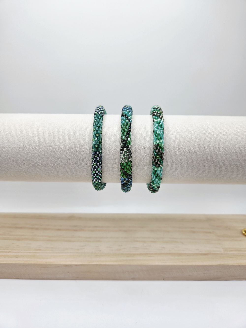 Emerald Green Beaded Bracelet Trio - Unbranded - Picture 7 of 9